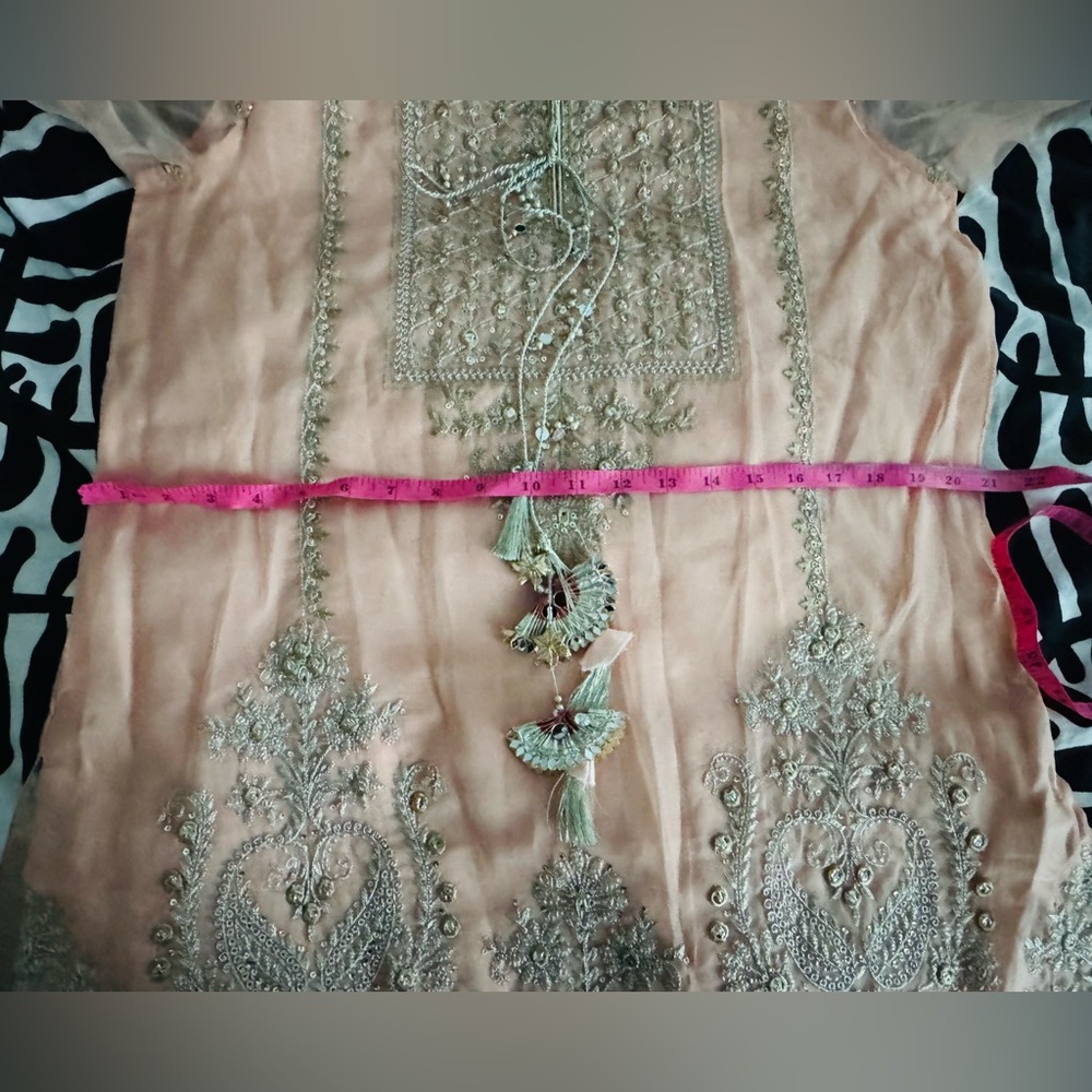 Sahara Peach and Gold Embroidered Kurta Set - Picture 11 of 12